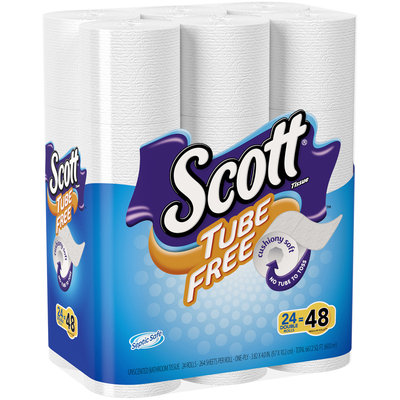 Scott® Tube Free Unscented Bathroom Tissue 24 ct. Rolls