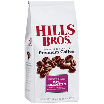 Hills Bros. 100% Arabica 100% Columbian Whole Bean Premium Coffee 32 oz. Bag