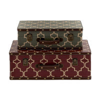 Benzara 91821 Vintage Themed Wood Vinyl Case Set of 2