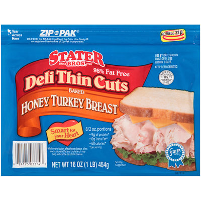Stater Bros.® Deli Thin Cuts Baked Honey Turkey Breast 16 oz. ZIP-PAK®