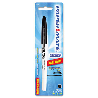 Ila 20/20 Felt Tip Ballpoint Stick Pen, Black Ink, Bold