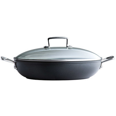 Le Creuset Hard Anodized Shallow Braiser with Lid, 2-1/2-Quart