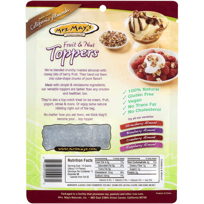Mrs. May's Naturals® Fruit & Nut Toppers Cranberry Almond 4 oz Pouch