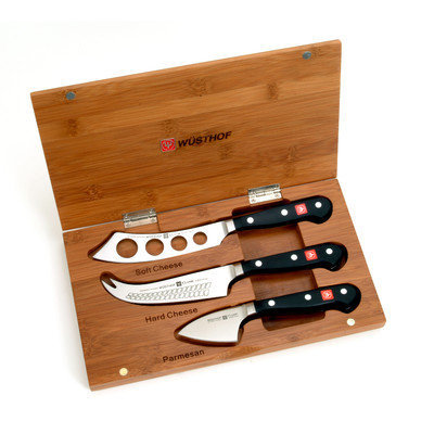 Wusthof Classic 3-Piece Cheese Knife Set with Bamboo Storage Box