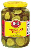 B&G Kosher Dill Chips W/Whole Spices Pickles 32 Oz Jar