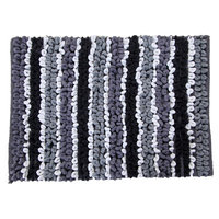 Textile Decor Castle 100% Cotton Chunky Chenille Spray Latex Back Bath Rug, 40 H X 24 W, Black/White/Ash