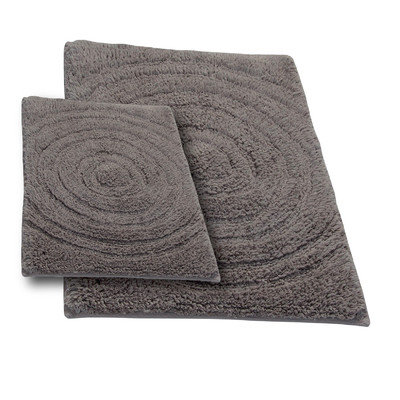 Textile Decor Castle 2 Piece 100% Cotton Echo Spray Latex Bath Rug Set, 30 H X 20 W and 40 H X 24 W, Stone