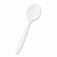 Boardwalk Mediumweight Polypropylene Cutlery, Soup Spoon, White, 1000/Carton