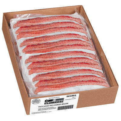 Plumrose Pre-Cooked Thick Sliced 100 Pouch Food Service Bacon 3 Ct Box