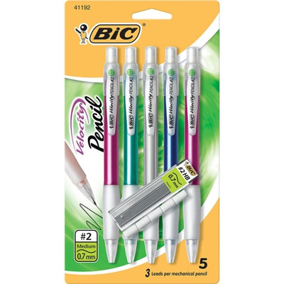 BIC Pencils Mechanical Pencil, Refillable, Rubbergrip, .7mm, Assorted