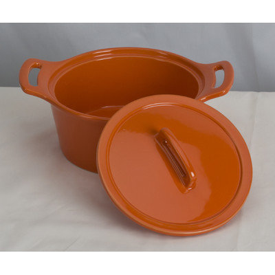 Omniware Stoneware Round Casserole Size: Small, Color: Orange