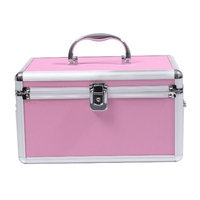 Soozier 4 Drawer Diamond Texture Makeup Train Case Color: Pink