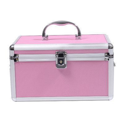 Soozier 4 Drawer Diamond Texture Makeup Train Case Color: Pink