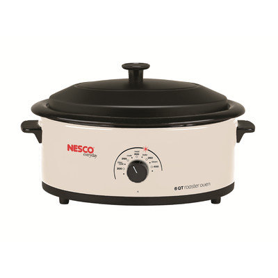 Nesco® 6-qt. Ivory Roaster with Porcelain Cookwell & Glass Lid