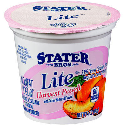 Stater Bros.® Lite Harvest Peach Nonfat Yogurt 6 oz. Cup