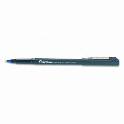 Universal Roller Ball Stick Pen, Blue Ink, Extra Fine, 12/Pack