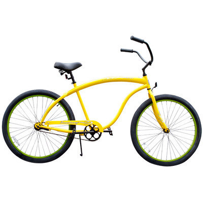 Beachbikes Men's Bruiser Beach Cruiser Bike, Yellow with Green