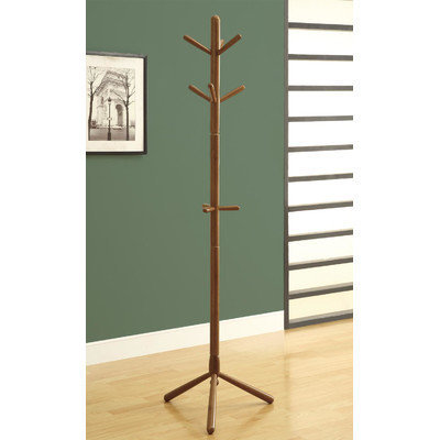 Monarch Contemporary Solid Wood Coat Rack in Oak