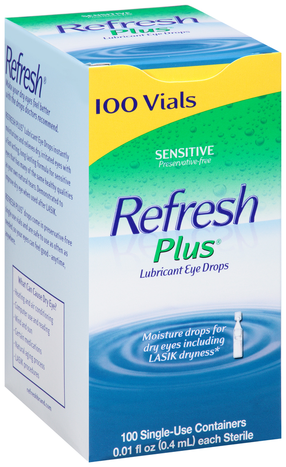 Refresh Plus Lubricant Eye Drops Sensitive 100 ct. Box