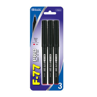 Bazic F-77 PRO Fiber Tip Sign Pen Quantity: Case of 12, Ink Color: Red