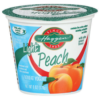 Haggen Light Peach W/Other Natural Flavors Nonfat Yogurt 6 Oz Cup