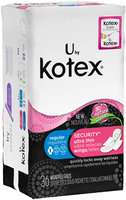 U by Kotex® Security* Ultra Thin Regular with Wings Pads 36 ct Pack