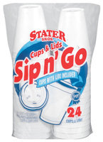 Stater Bros. Sip N' Go W/Lids 12 Oz Cups & Lids 24 Ct Bag