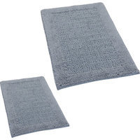 Textile Decor Castle 2 Piece 100% Cotton Naples Spray Latex Bath Rug Set, 34 H X 21 W and 40 H X 24 W, Silver