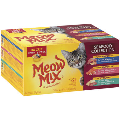 Meow Mix® Seafood Collection Wet Cat Food Variety Pack, 2.75 oz. Cups (Pack of 36)