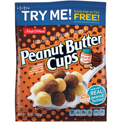Malt-O-Meal® Peanut Butter Cups Sweetened Corn Puff Cereal 10 oz. Bag