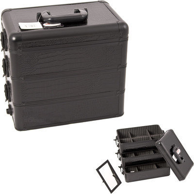 Sunrise E3303CRAB All Black Crocodile Pro Makeup Case