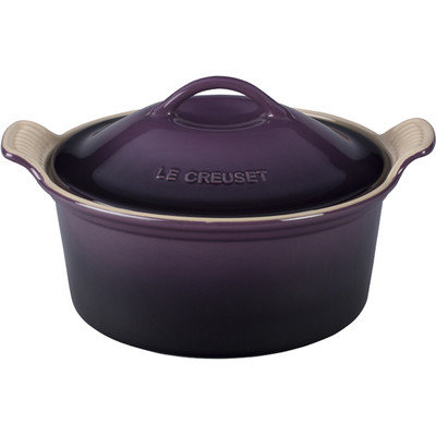 Le Creuset Heritage 3-Qt. Stoneware Round Casserole with Lid Color: Cassis