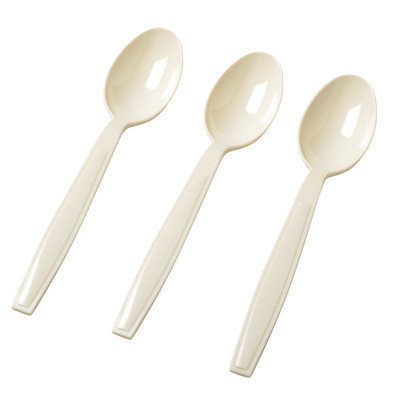 Fineline Settings, Inc Flairware Heavy Duty Boxed Disposable Plastic Spoon (1000/Case), Bone