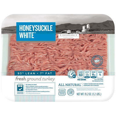Honeysuckle White Fresh 93% Ground Turkey Pre-priced Exact Weight 1.2 lb 6P