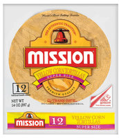Mission Yellow Corn Super Size 12 Ct Tortillas 14 Oz Bag