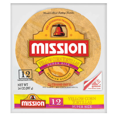 Mission Yellow Corn Super Size 12 Ct Tortillas 14 Oz Bag