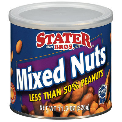 Stater Bros. Less Than 50% Peanuts Mixed Nuts 11.5 Oz Canister