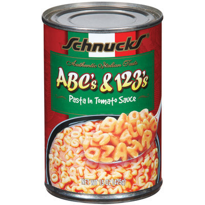 Schnucks Abc's & 123's In Tomato Sauce Pasta 15 Oz Can