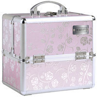 Beautify-Professional Pink Rose Patterned Aluminium Beauty Cosmetics & Make Up Case