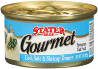 Stater Bros. Gourmet Cod, Sole & Shrimp Dinner Premium Cat Food 3 Oz Brush-Top Can