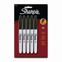 Sanford Sharpie Fine Point Permanent Marker - Black Ink - 5 / Pack - Cardscan 30665pp