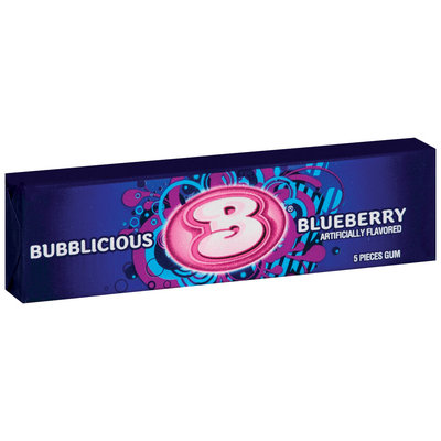 Bubblicious 5 Piece Packs Blueberry Bubble Gum 5 Ct