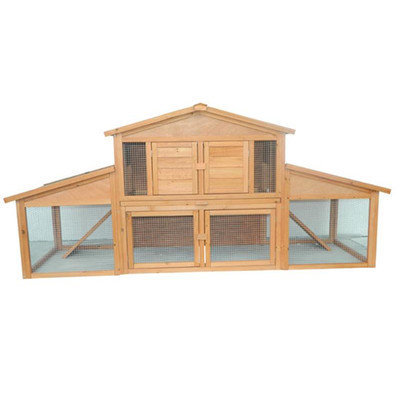 Pawhut 91 Deluxe Large Wooden Bunny Rabbit Hutch / Chicken Coop w/ Large Outdoor Run