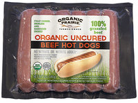 Organic Prairie Beef Hot Dogs Organic Uncured 100% Grassfed 12 oz Wrapper