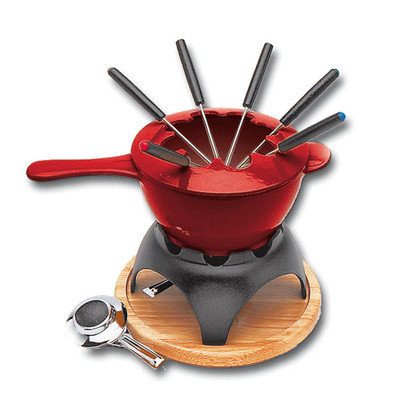 World Cuisine A1714015 Red 1.5 Qt Fondue Set