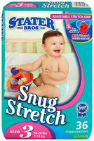 Stater Bros. Snug Stretch Adjustable Stretch Grip Jumbo Pack Size 3 16-28 Lbs Diapers 36 Ct Bag