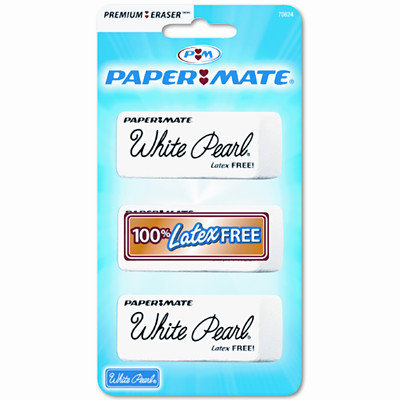 Sanford Paper Mate PAP70624 White Pearl Eraser, Three Per Pack