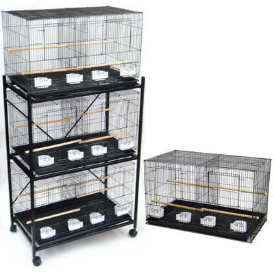 Yml Four Medium Breeder Bird Cage with 4 Feeder Doors Color: Black