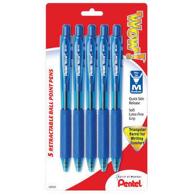 Pentel Of America BK440BP5C Blue WOW Retractable Ballpoint Pen (6 Pack)