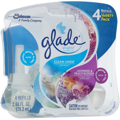 Glade® PlugIns® Clean Linen® and Lavender & Peach Blossom Scented Oil Refills 2.68 fl. oz. Pack